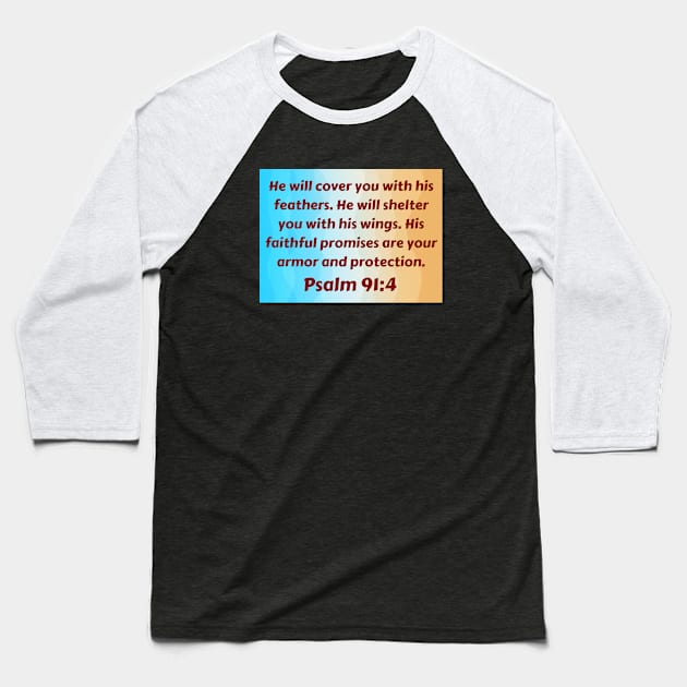 Bible Verse Psalm 91:4 Baseball T-Shirt by Prayingwarrior